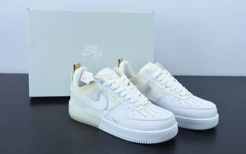 耐克Nike Air Force 1 React 网纱白黄解构拼接空军一号低帮休闲板鞋纯原版本 货号：DH7615-100