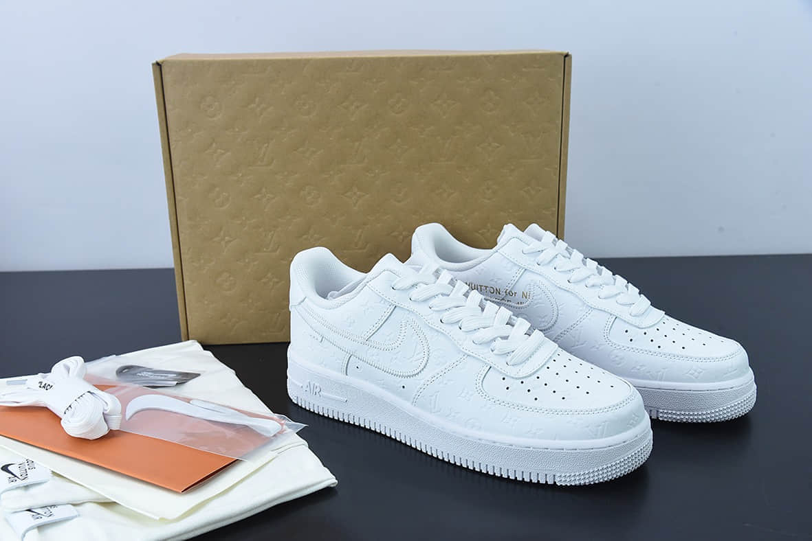 耐克Nike Air Force 1 Low LV联名款纯白印花空军一号低帮百搭休闲运动板鞋纯原版本 货号: LD0212
