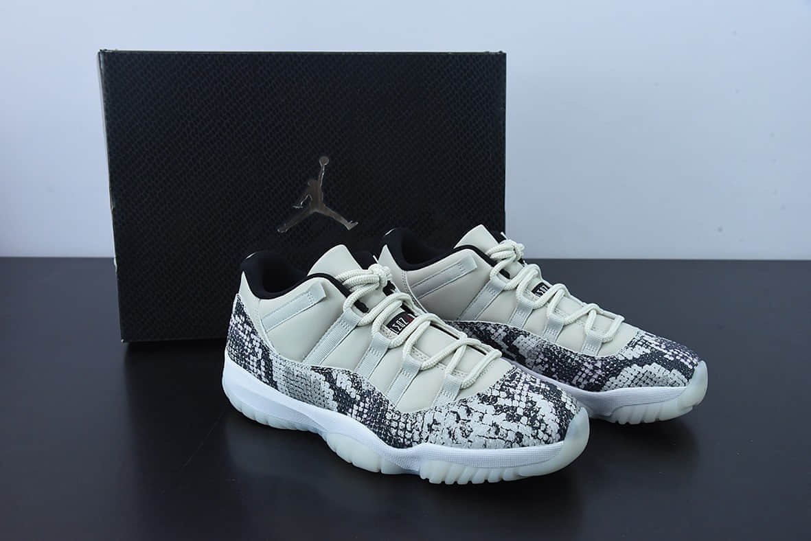乔丹Air Jordan 11 Retro LowSnakeskin Light BoneAJ11骨白蛇爆裂纹低帮篮球鞋纯原版本 货号：CD6846-002