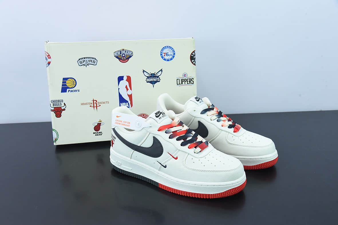 耐克Nike Air Force 1 AF1 白黑红帆布多钩NBA芝加哥公牛城市限定款空军一号低帮休闲板鞋纯原版本 货号：NA2022-005
