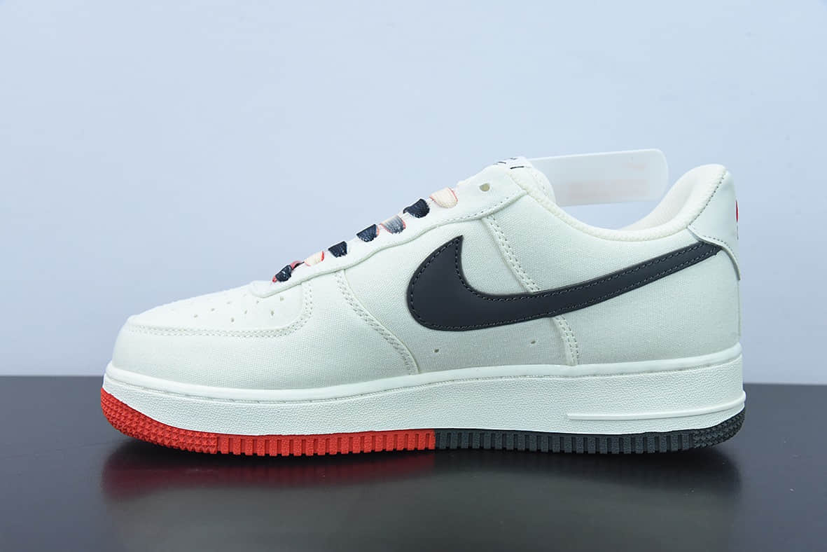 耐克Nike Air Force 1 AF1 白黑红帆布多钩NBA芝加哥公牛城市限定款空军一号低帮休闲板鞋纯原版本 货号：NA2022-005