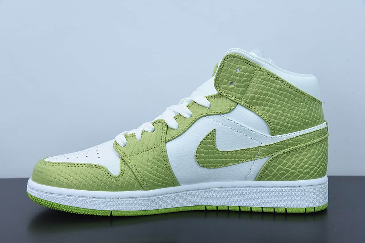 乔丹Air Jordan 1 Mid SE Green Python 绿蛇纹中帮篮球鞋纯原版本 货号：DV2959-113
