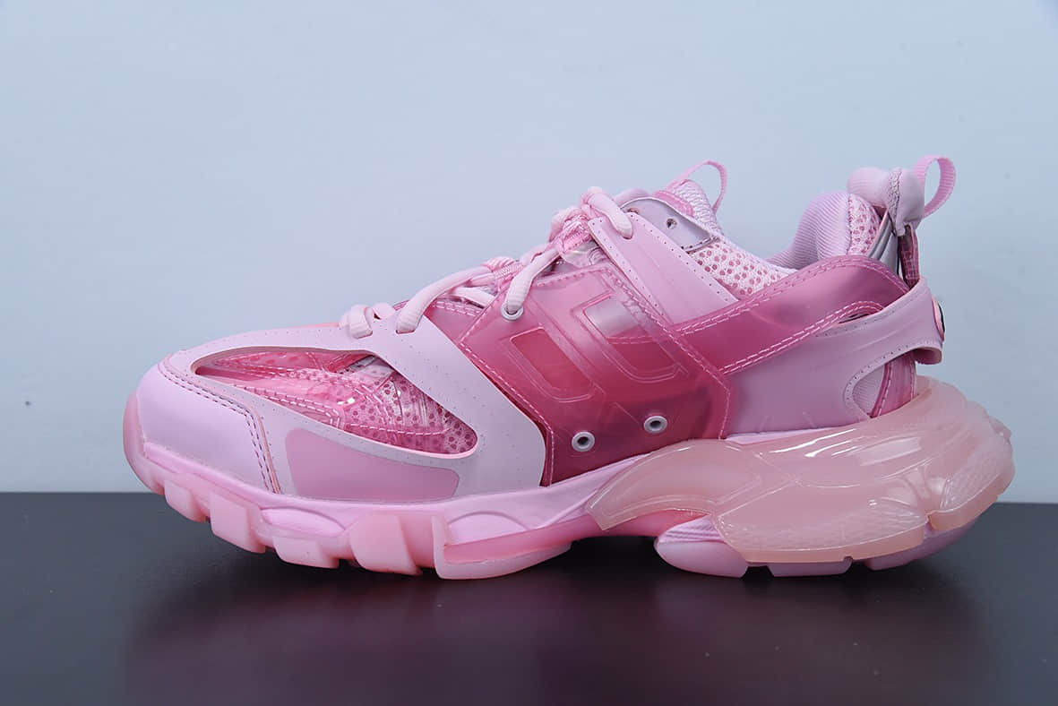 巴黎世家Balenciaga 3.0 巴黎世家粉色透明3.0高帮老爹鞋纯原版本 货号：647741W3BM45000