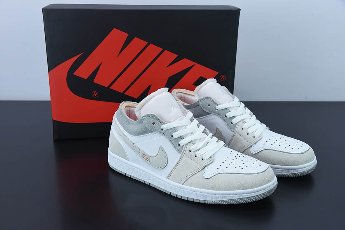 乔丹Air Jordan 1 Low SE Craft White and Phantom 白灰 AJ1乔1低帮休闲板鞋纯原版本 货号：DN1635-100