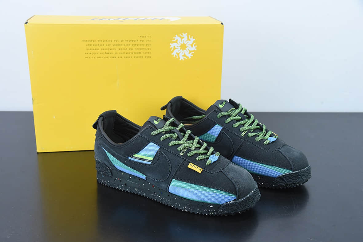耐克Nike Union LA x Nike Cortez LowBlack联乘洛杉矶知名店铺黑蓝阿甘改良初代低帮复古休闲鞋纯原版本 货号:DR1413-001