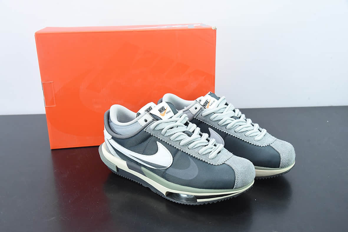 耐克Nike Sacai x Zoom Cortez 4.0 “OG Royal Fuchsia”4.0 50周年联名款灰白阿甘解构双钩休闲跑鞋纯原版本 货号:DQ0581-001