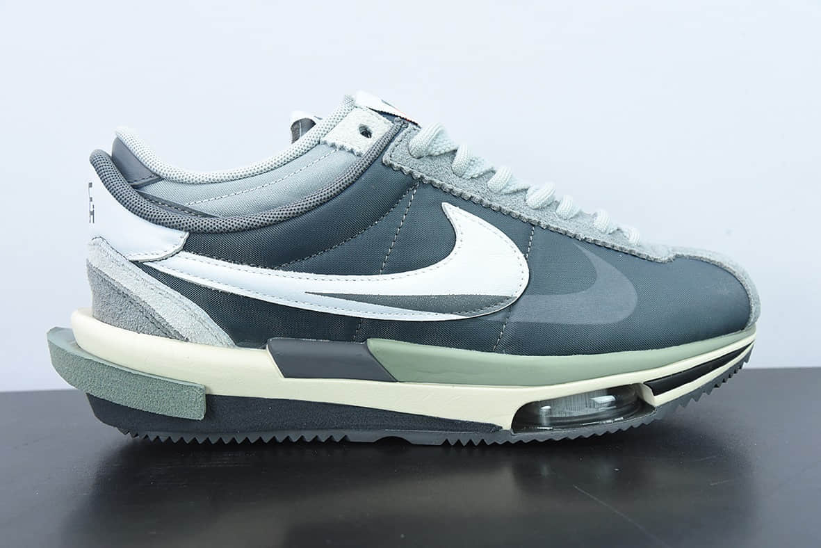 耐克Nike Sacai x Zoom Cortez 4.0 “OG Royal Fuchsia”4.0 50周年联名款灰白阿甘解构双钩休闲跑鞋纯原版本 货号:DQ0581-001