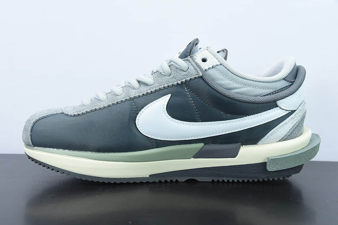 耐克Nike Sacai x Zoom Cortez 4.0 “OG Royal Fuchsia”4.0 50周年联名款灰白阿甘解构双钩休闲跑鞋纯原版本 货号:DQ0581-001