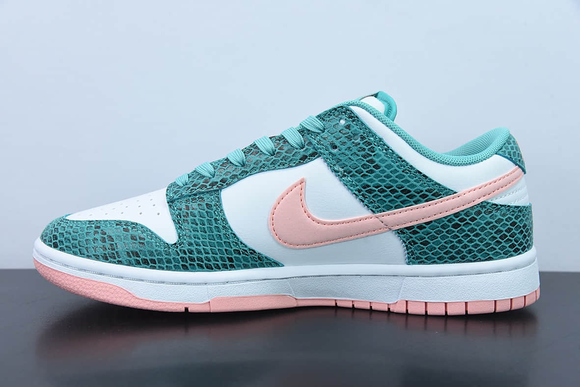 耐克Nike Dunk Low “Snake Skin” 白绿粉蛇纹低帮休闲滑板鞋纯原版本 货号：DR8577-300