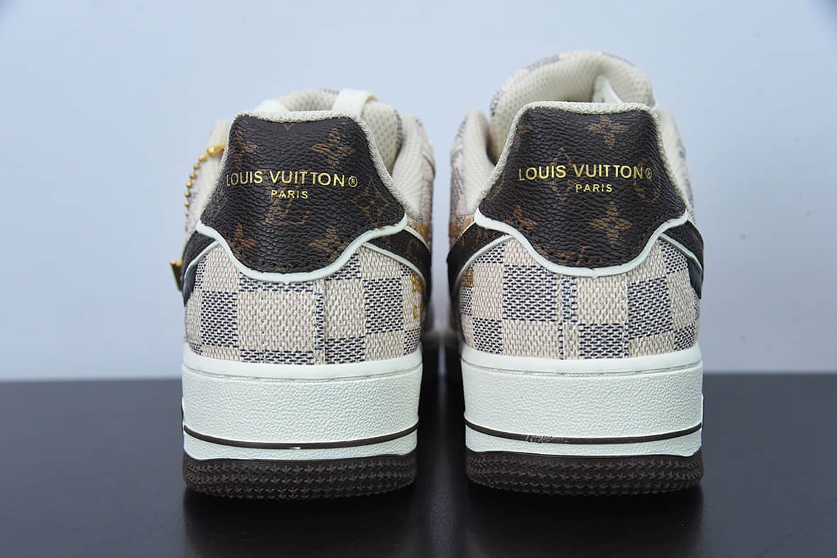 耐克Nike LV x NK Air Force 1 LV联名白棕棋盘格空军一号低帮休闲板鞋纯原版本 货号:LD4631-202
