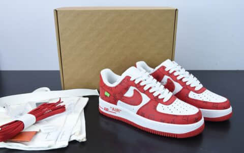 耐克Nike x LV Air Force 1’07 Low LV联名款白红印花空军一号低帮经典百搭休闲运动板鞋纯原版本 货号：LD0232