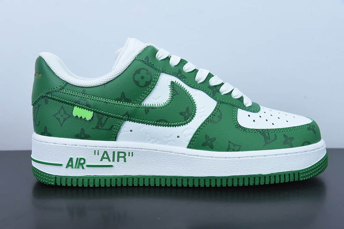 耐克Nike LV×Nike Air Force 1 Low 07 LV联名款白绿印花低帮休闲板鞋纯原版本 货号：MS0232