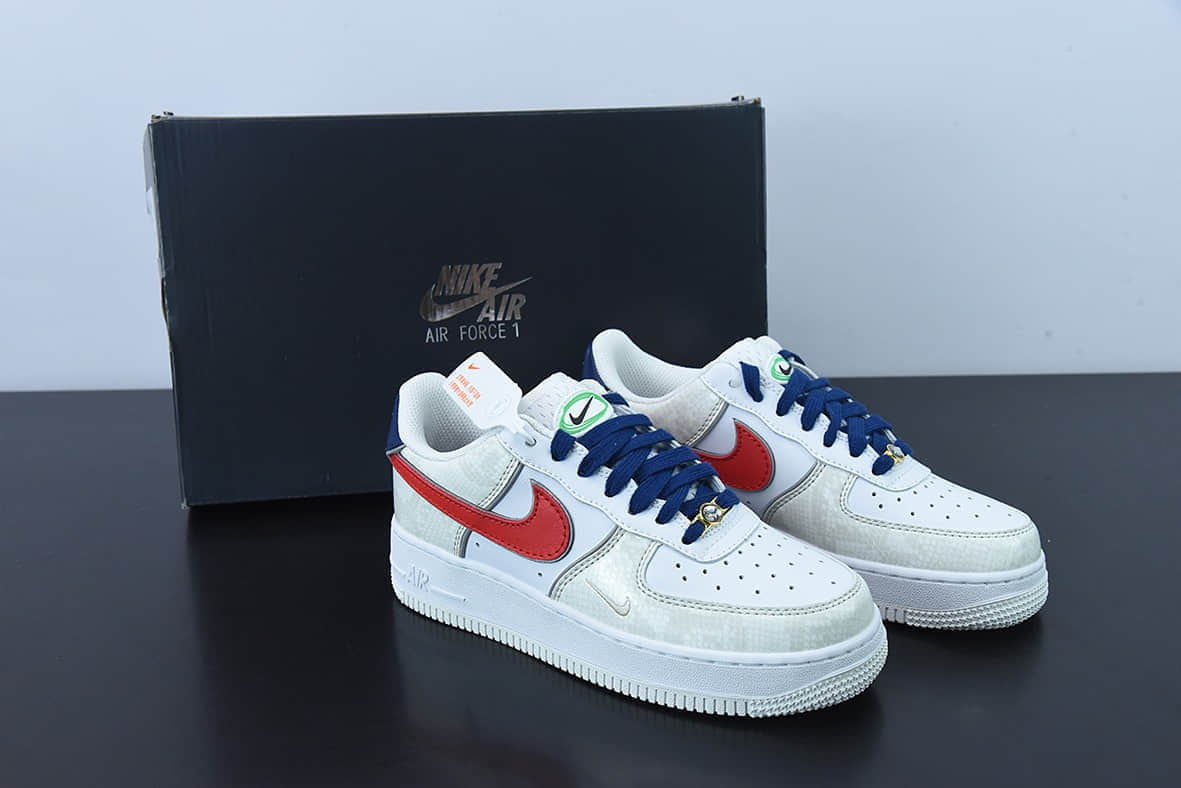 耐克Nike Air Force 1 AF1白红蓝蛇纹空军一号低帮休闲板鞋纯原版本 货号:DV1493-161