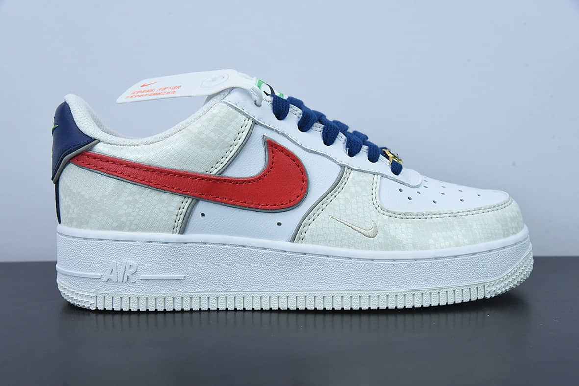 耐克Nike Air Force 1 AF1白红蓝蛇纹空军一号低帮休闲板鞋纯原版本 货号:DV1493-161