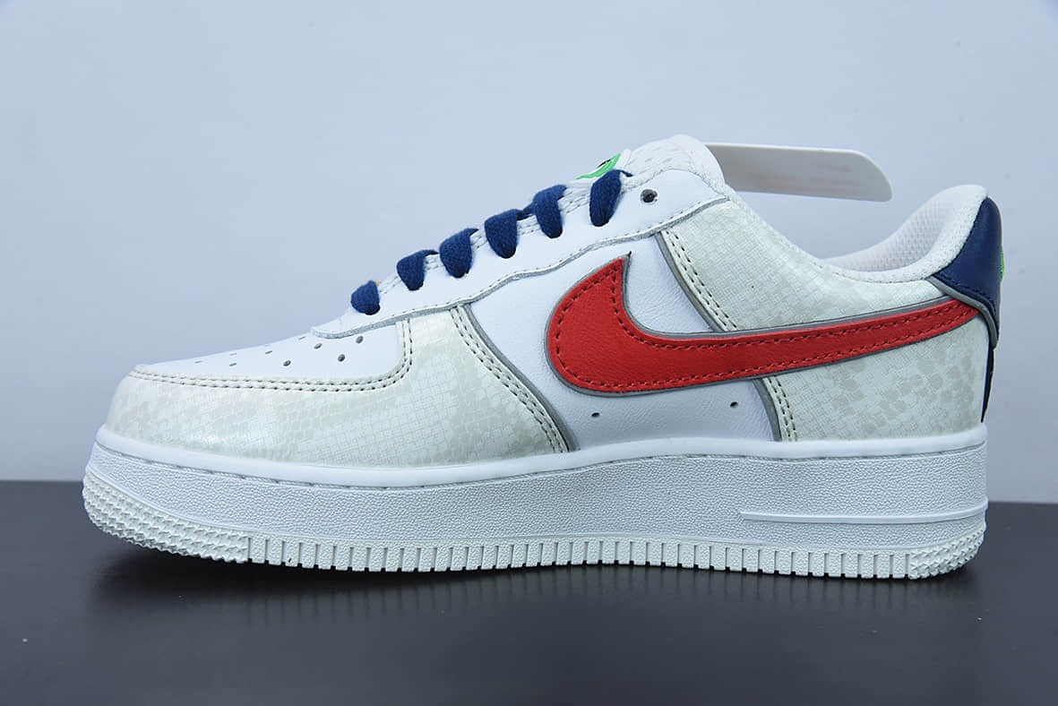 耐克Nike Air Force 1 AF1白红蓝蛇纹空军一号低帮休闲板鞋纯原版本 货号:DV1493-161