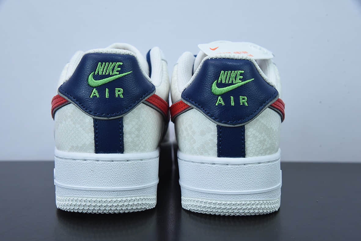 耐克Nike Air Force 1 AF1白红蓝蛇纹空军一号低帮休闲板鞋纯原版本 货号:DV1493-161