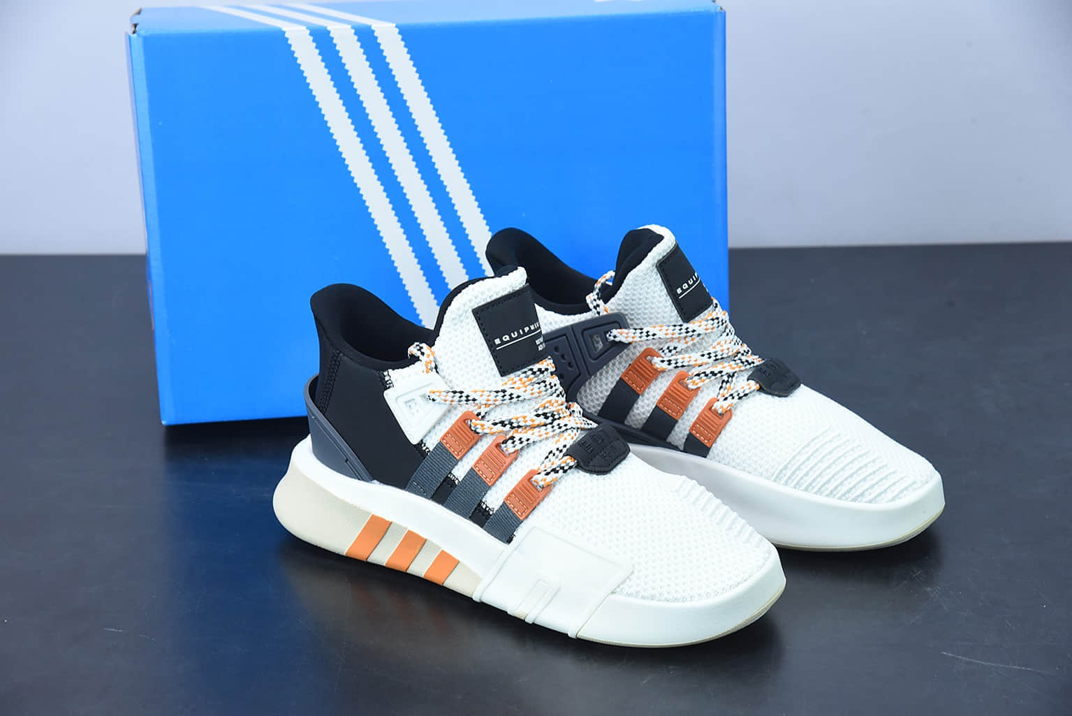 阿迪达斯Adidas EQT BASK ADV支撑者系列黑白橙透气轻便复古慢跑鞋纯原版本 货号：F33853