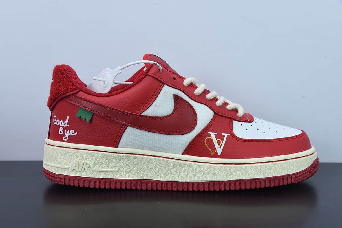 耐克Nike Air Force 1 Low goodbey白红涂鸦空军一号低帮休闲板鞋纯原版本 货号：DO5220-162