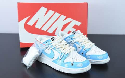 耐克Nike Dunk Low 天蓝白腰果花绑带解构 SB扣碎篮板时尚休闲板鞋纯原版本 货号：DD1503-109