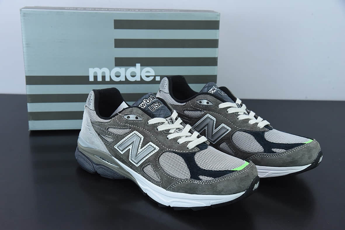 新百伦New Balance NB990系列深灰浅灰黑荧光绿高端美产复古休闲跑步鞋纯原版本 货号： M990MC3