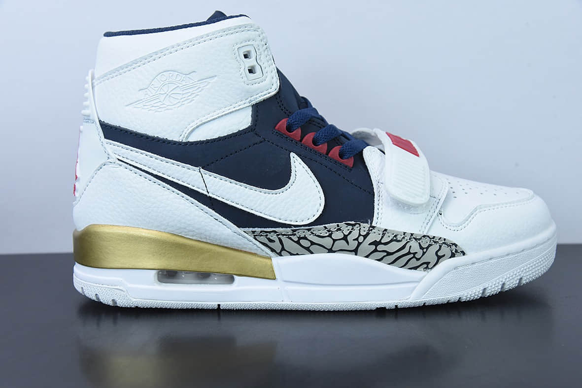 乔丹Air Jordan Legacy AJ312 白蓝金爆裂纹魔术贴三合一板鞋纯原版本 货号：AV3922-101