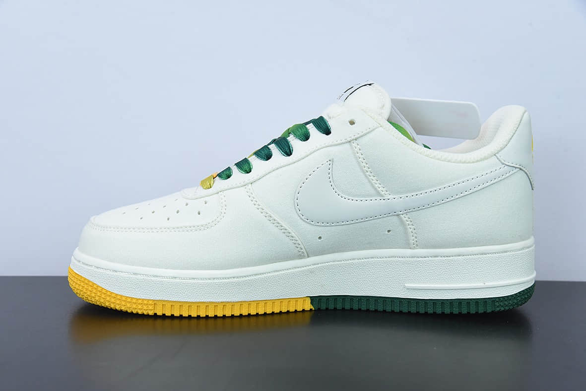 耐克Nike Air Force 1 Low '07 “米黄绿”犹他爵士城市限定低帮布面空军一号休闲板鞋纯原版本 货号：NA2022-006