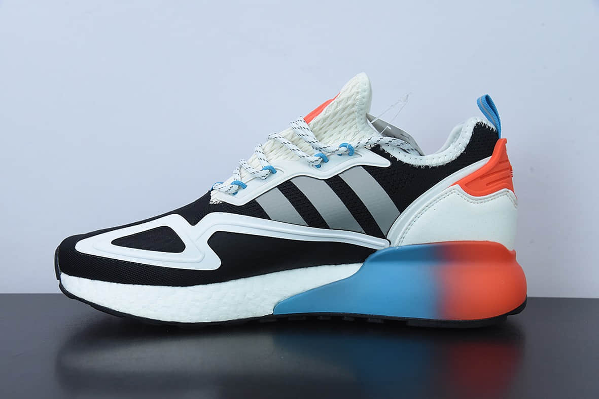 阿迪达斯Adidas Originals ZX 2K Boost 阿迪达斯爆米花黑白橘复古经典运动鞋纯原版本 货号：FY2012