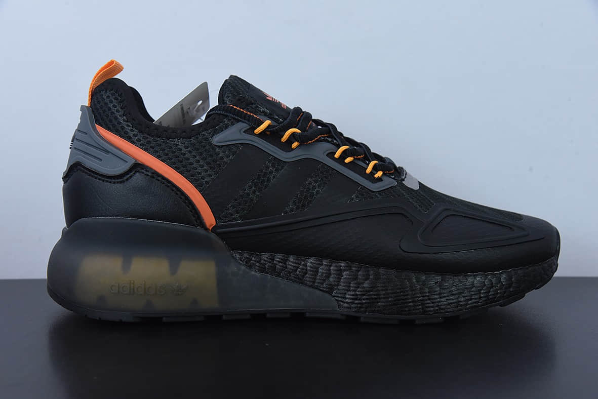 阿迪达斯Adidas Originals ZX 2K Boost 阿迪达斯爆米花黑橘复古经典运动鞋纯原版本 货号：GY3547