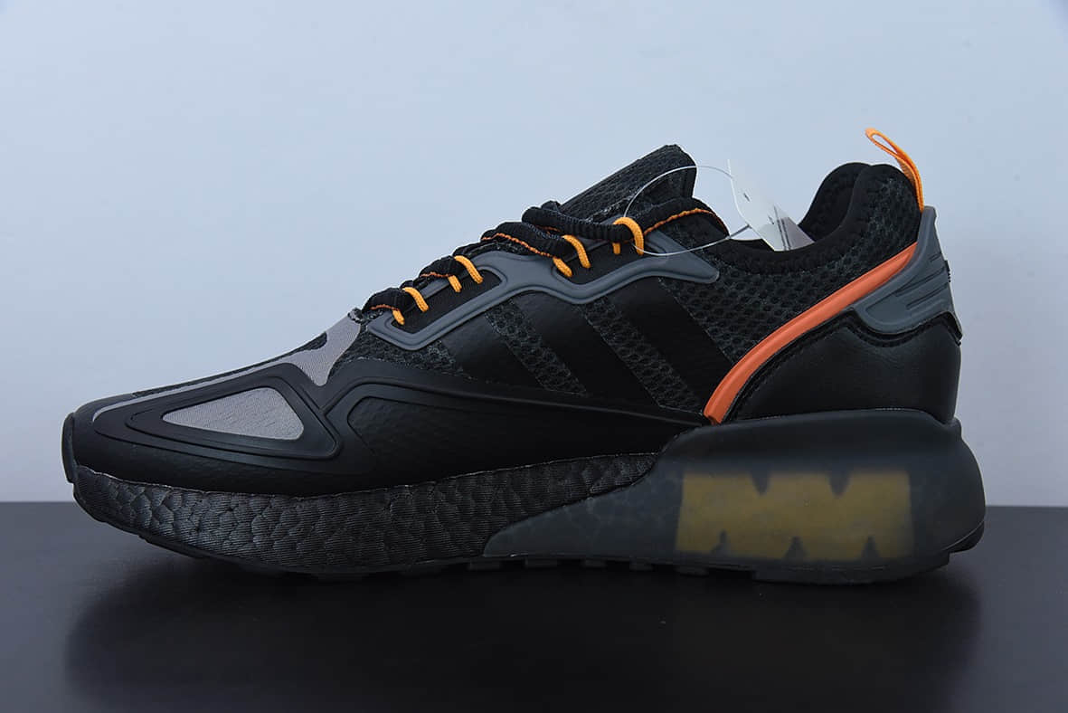 阿迪达斯Adidas Originals ZX 2K Boost 阿迪达斯爆米花黑橘复古经典运动鞋纯原版本 货号：GY3547