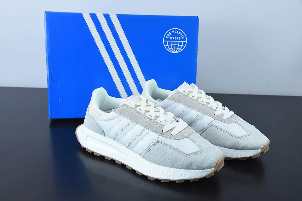 阿迪达斯Adidas Racing E5 Boost Prototype 灰白复古系列百搭透气运动慢跑鞋纯原版本 货号：GW8259