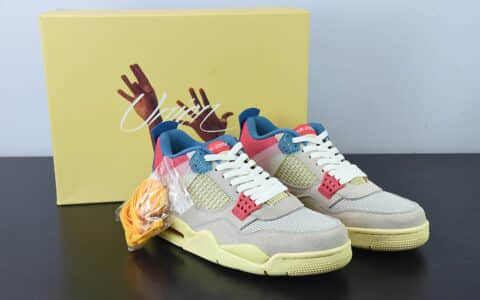 乔丹Air Jordan Union X Air Jordan 4Guava IceAJ4南海岸粉蓝UN联名款文化篮球鞋纯原版本 货号：DC9533-800