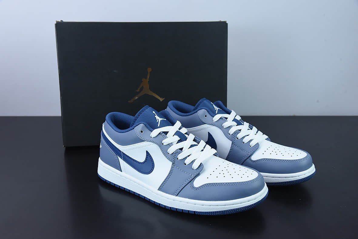 乔丹Air Jordan 1 Low AJ1 乔1海军蓝低帮文化休闲运动板鞋纯原版本 货号：553558-414