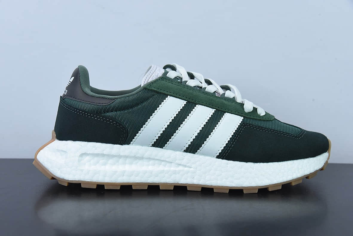 阿迪达斯Adidas Racing E5 Boost Prototype 墨绿复古系列百搭透气运动慢跑鞋纯原版本 货号：GW6572