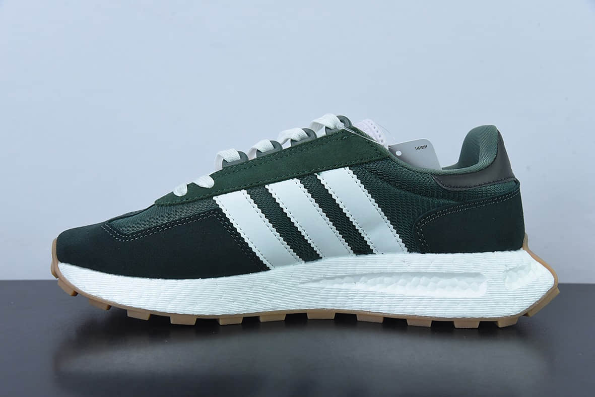 阿迪达斯Adidas Racing E5 Boost Prototype 墨绿复古系列百搭透气运动慢跑鞋纯原版本 货号：GW6572