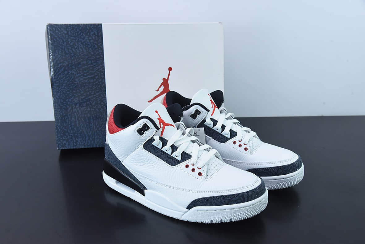 乔丹Air Jordan 3 SE-T Denim Fire Red AJ3火焰红日本限定男子文化篮球鞋纯原版本 货号：CZ6433-100