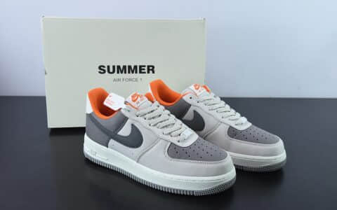 耐克Nike Air Force 1’07 Low QSGreyDark GreyOrange帆布浅灰深灰橙空军一号经典低帮百搭休闲运动板鞋纯原版本 货号：DG2296-016