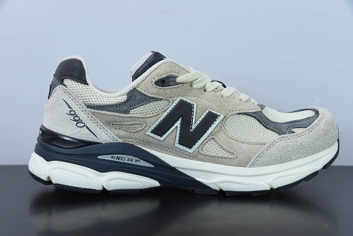 新百伦New Balance Made in USA M990V3 三代系列卡其深蓝低帮美产血统经典复古休闲运动百搭老爹跑步鞋纯原版本 货号：M990AD3