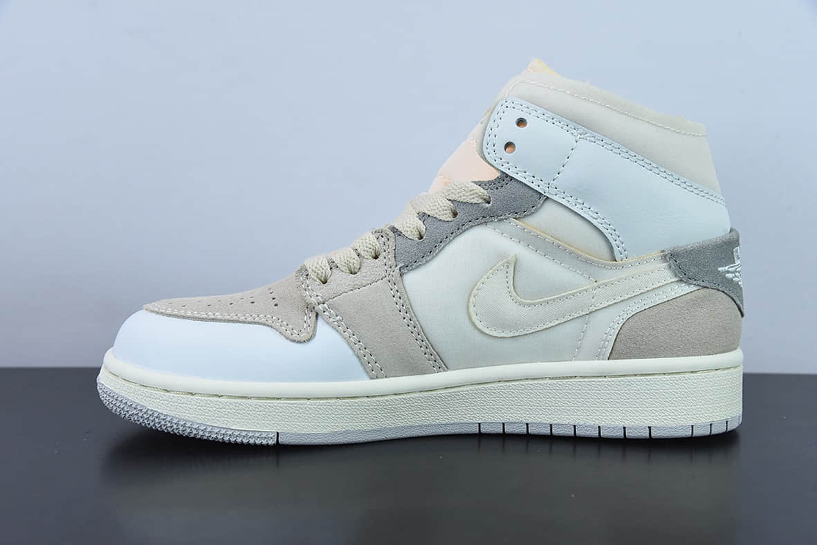 乔丹Air Jordan 1 MID AJ1白灰中帮休闲板鞋纯原版本 货号：DM9652-100