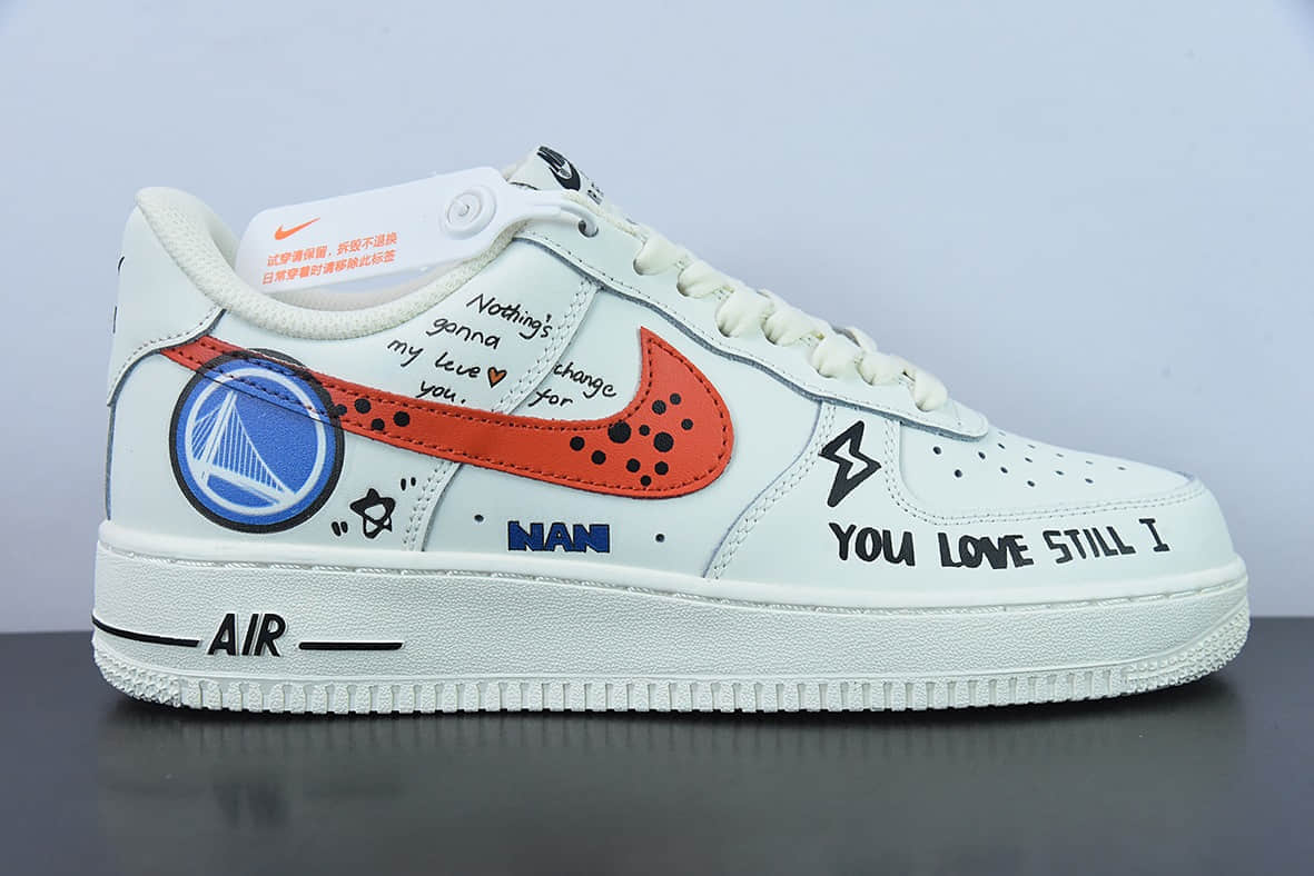 耐克Nike Air Force 1 '07 LowGod of loveGraffiti米白彩色爱神丘比特涂鸦印花空军一号低帮休闲板鞋纯原版本 货号：CW2288-226