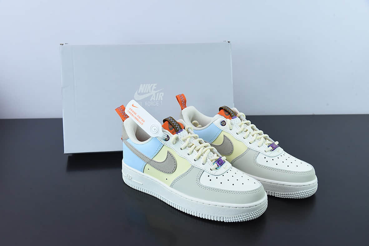 耐克Nike Air Force 1 Low 奶白蓝红拼接空军一号低帮运动休闲百搭板鞋纯原版本 货号：DX6042-111