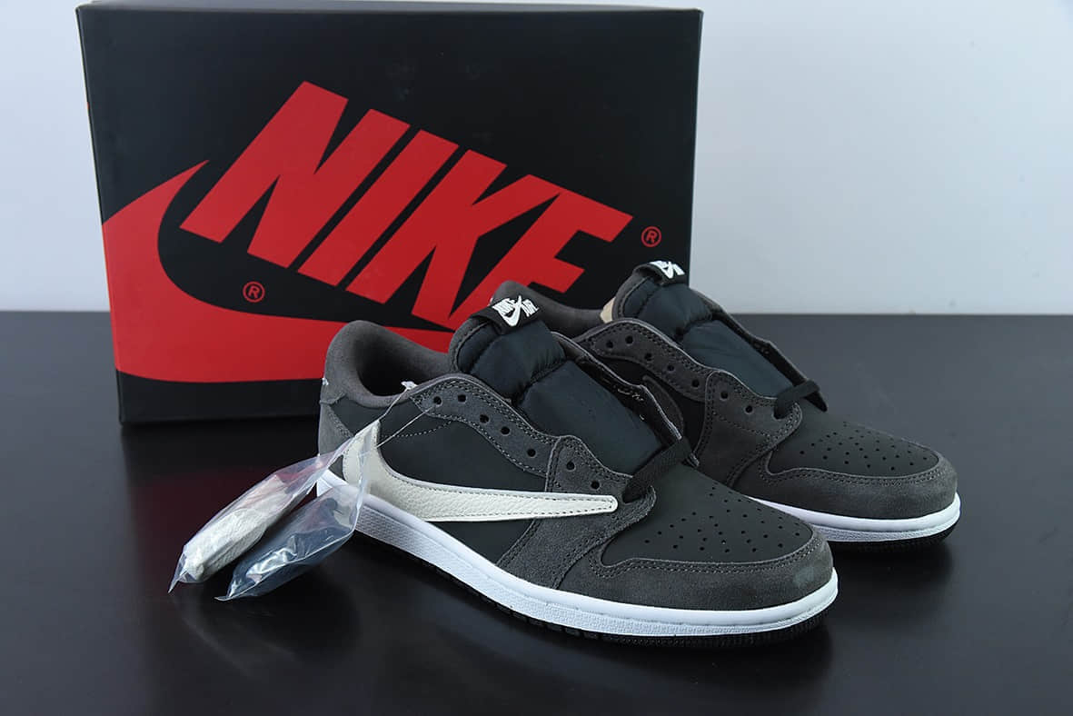 乔丹Air Jordan Travis Scott x Air Jordan 1 Low AJ1 TS联名黑灰倒钩低帮板鞋纯原版本 货号：CQ4277-003