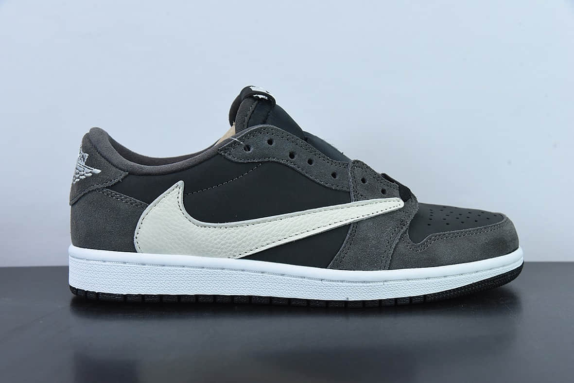 乔丹Air Jordan Travis Scott x Air Jordan 1 Low AJ1 TS联名黑灰倒钩低帮板鞋纯原版本 货号：CQ4277-003