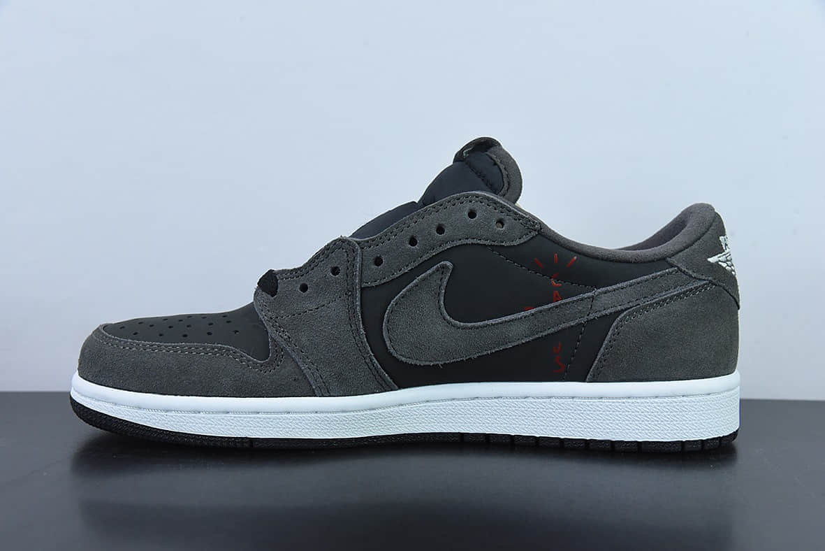 乔丹Air Jordan Travis Scott x Air Jordan 1 Low AJ1 TS联名黑灰倒钩低帮板鞋纯原版本 货号：CQ4277-003
