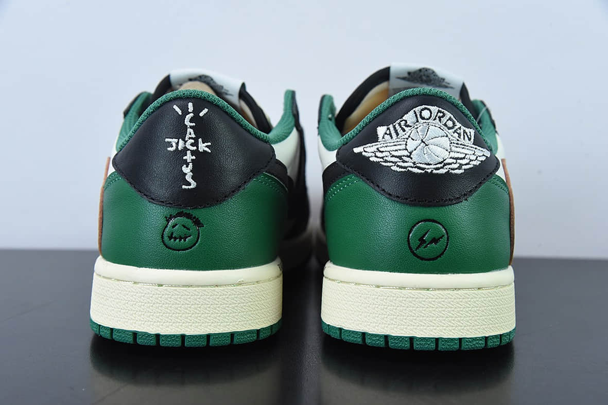 乔丹Air Jordan Travis Scott x Air Jordan 1 Low AJ1 TS联名黑绿倒钩低帮板鞋纯原版本 货号:DM7866- 128