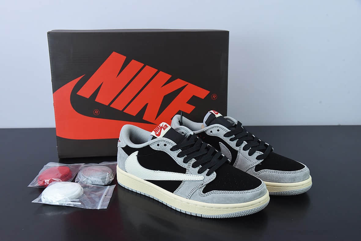 乔丹Air Jordan Travis Scott x Air Jordan 1 Low OG SPGreyBlackBeigeAJ1乔丹一代黑灰白倒钩经典低帮文化百搭休闲运动篮球鞋纯原版本 货号：DM7866-001