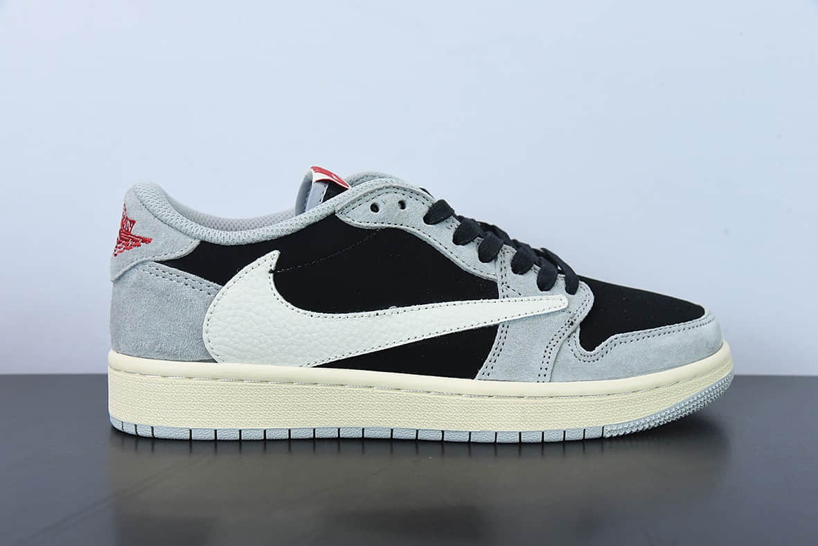 乔丹Air Jordan Travis Scott x Air Jordan 1 Low OG SPGreyBlackBeigeAJ1乔丹一代黑灰白倒钩经典低帮文化百搭休闲运动篮球鞋纯原版本 货号：DM7866-001