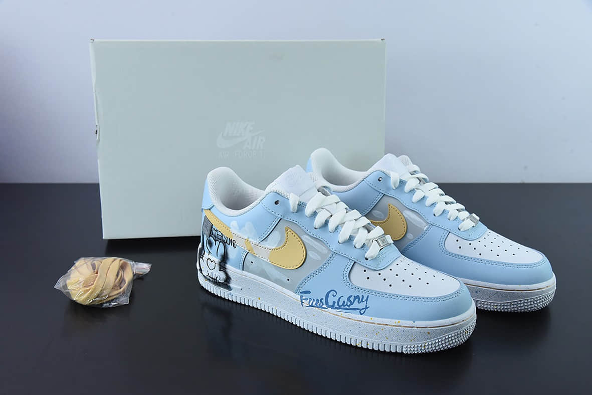 耐克Nike Air Force 1 07 LV8 创意绘画白蓝涂鸦空军一号经典低帮百搭休闲运动板鞋纯原版本 货号:CW2288-111