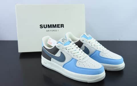 耐克Nike Air Force 1 ’07 浅蓝布面空军一号低帮休闲板鞋纯原版本 货号：DG2296-024