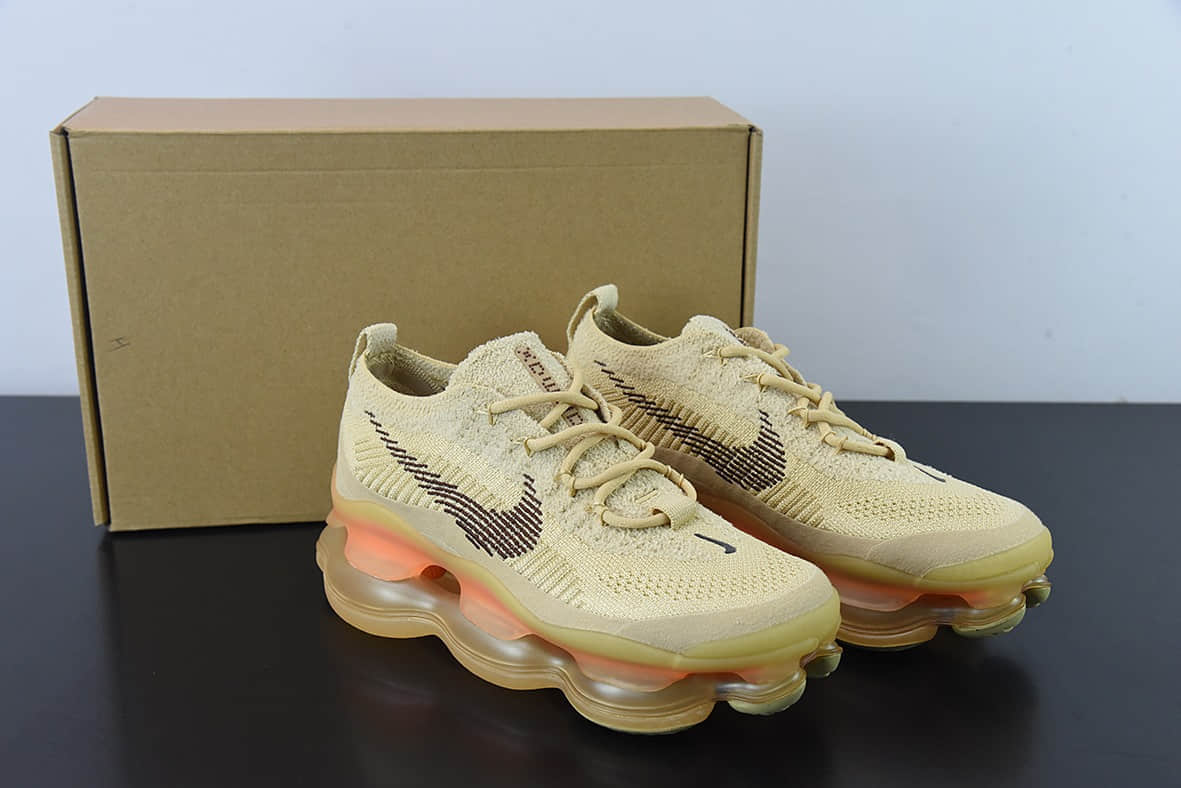 耐克Nike Air Max Scorpion FlyknitPhantomBlackLight Cream天蝎座系列2022款桔色超级大气垫系列前卫增高低帮休闲运动慢跑鞋纯原版本 货号：DJ4702-200