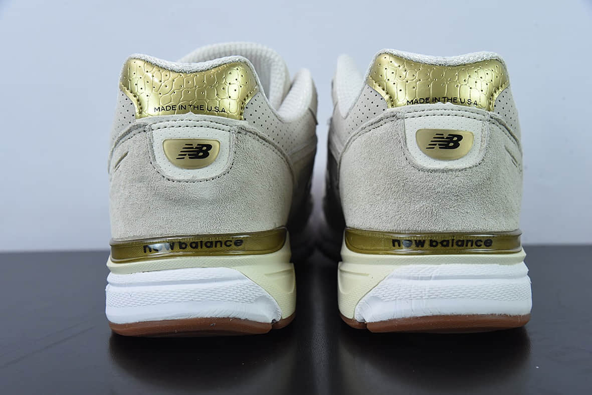 新百伦New Balance 990 V4 40周年米色限定红标灰色复古跑步鞋纯原版本 货号：M990AG4